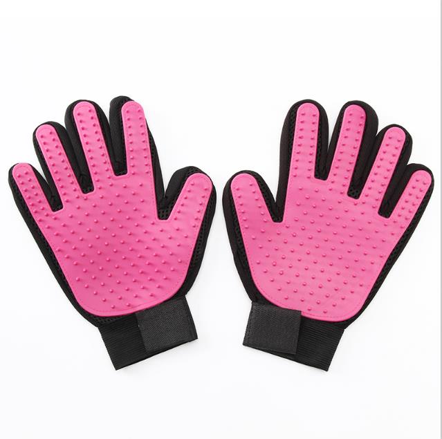 Kat Grooming Deshedding Borstel Handschoen Hond Zachte Efficiënte Back Massage Vacht Wassen Baden Kam hond Borstel: PINK-1 pair