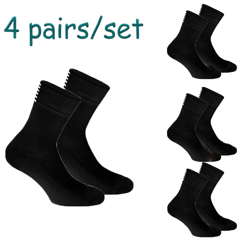 4 Paires/Set Fietsen Sokken Professionele Concurrentie Outdoor Fiets Sokken Ademend Mannen Vrouwen Calcetines Ciclismo: 4 balck