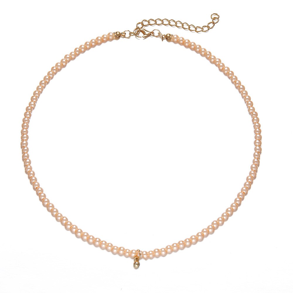 YWZIXLN 2021 Trend elegancka biżuteria ślubna duży naszyjnik z pereł dla kobiet moda biała sztuczna perła Choker naszyjnik N0179: Złoty kolor