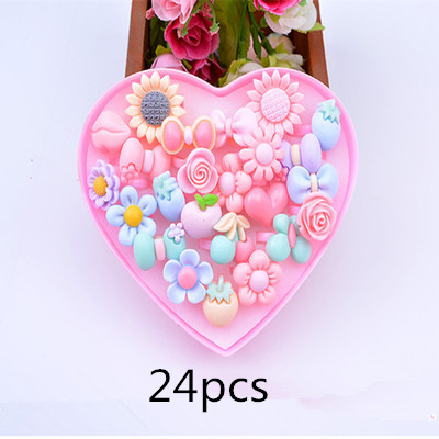 12-36 Stuks Leuke Cartoon Ringen Speelgoed Voor Baby Meisjes Pretend Play Game Kleurrijke Kids Beauty Mode Verjaardagsfeestje Kawaii