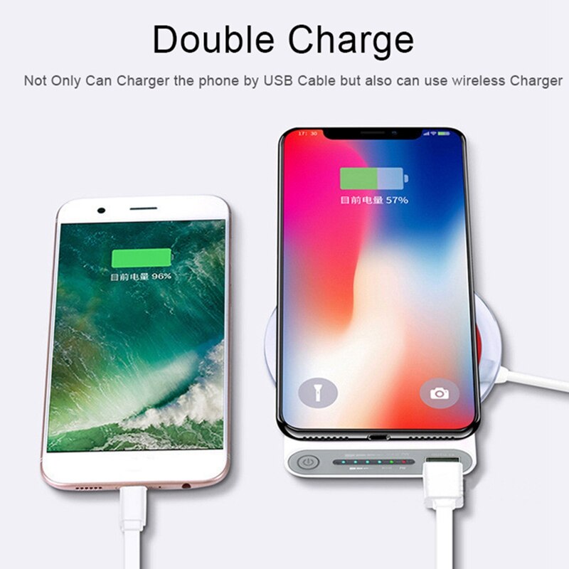 QI Wireless Power Bank 10000MAh Wireless Charger Power Bank (White)