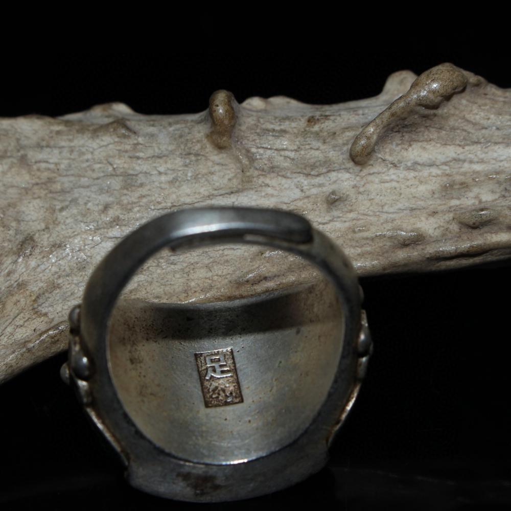 Kina gamle folk gamle tibet og nepal folk gamle tibetanske sølv indlagt med greenstone jade ring