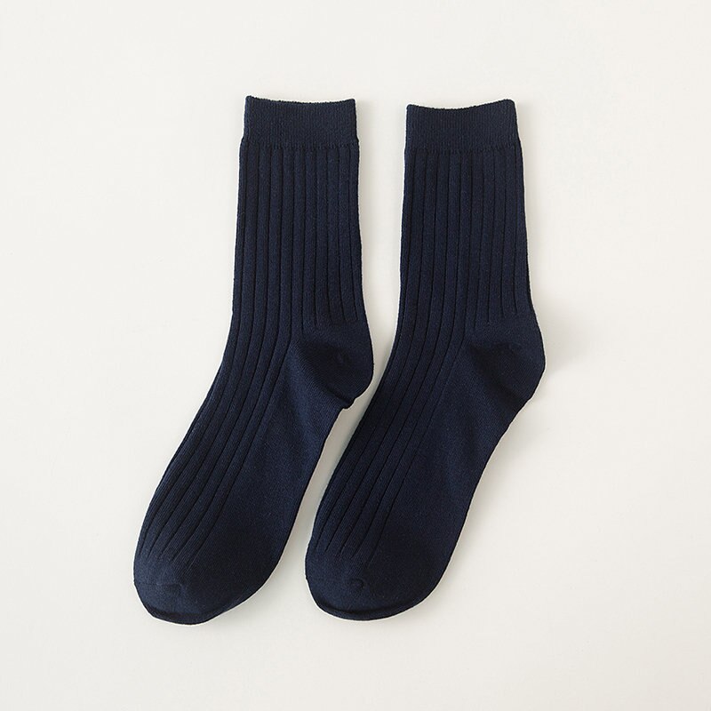 Socks for men cotton solid color crew sock Unisex male mark formelle socks spring summer man casual socks meias: Nave Blue
