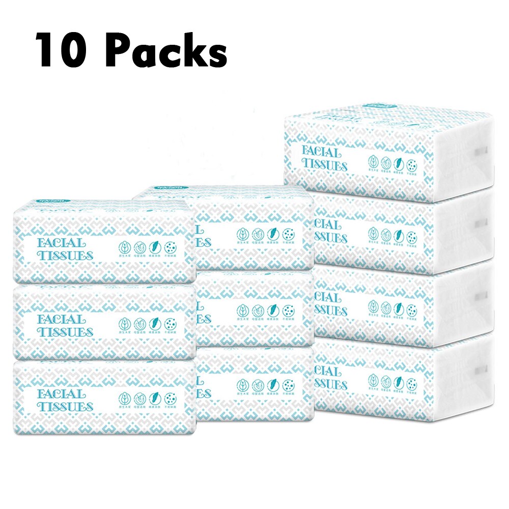 10 Packs Facial Tissues Toilet Paper Thickening Strong Water Absorption Eco-Friendly Recycled Paper Home Use Virgin Wood Pulp