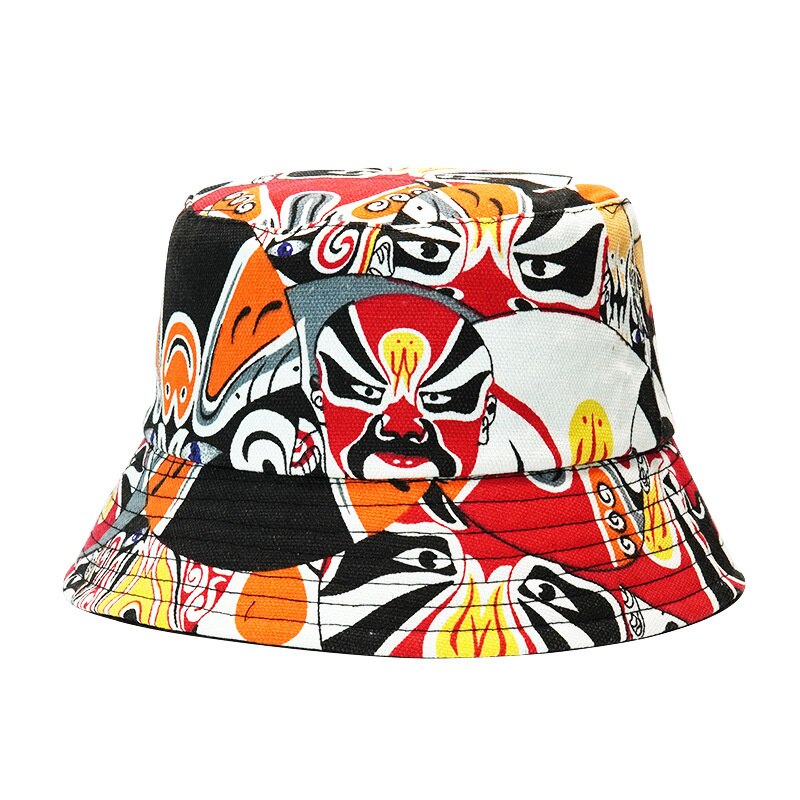 Korean Harajuku Hat Reversible Bucket Hats Men Dragon Print Hip Hop Caps Women Fishing Fisherman Hat: 1