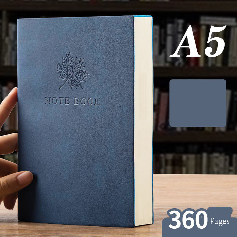 A5/B5 Notebook Horizontal Line and Extra Thick Notepad Business Diary Record Book Soft PU Leather Notebook: A5-Blue