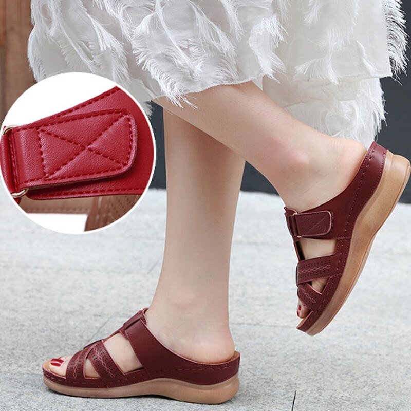 Newly Women Premium Orthopedic Open Toe Sandals Vintage Anti-slip Breathable for Summer YA88