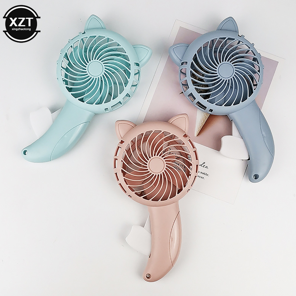 Mini Draagbare Hand Druk Ventilator Zonder Batterij Huishoudelijke Cartoon Koeling Airconditioner Voor Kinderen Kids Manual Fan 3 Kleuren