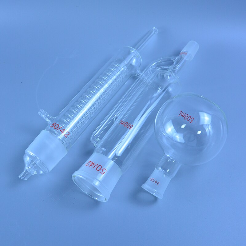 Extracteur de verre Soxhlet de laboratoire, 150ml/250ml/500ml, condenseur et corps d&#39;extraction avec Kit de verrerie enroulé