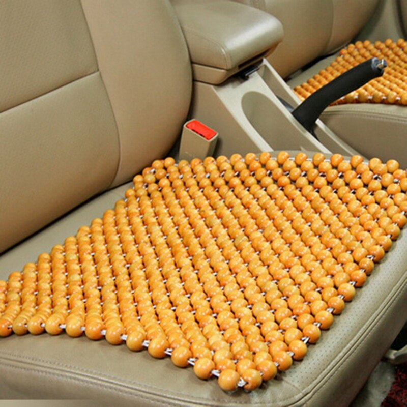 Houten Kraal Auto Zitkussen Houten Kralen Stoel Art Massage Kussen Auto Zitkussen Autostoel Cover Bead Pad Beige