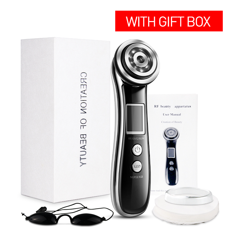 LED photon radio frequency radio frequency radio frequency EMS skin rejuvenation thin face firming massage beauty instrument: with gifi box