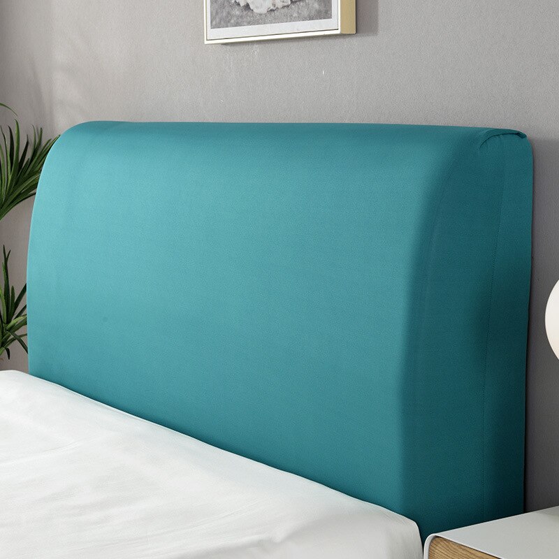 Headboard Bedhead Cover Dust Cover Solid Color Durable Bed Back Protection Elastic All-inclusive Soft Cozy Bedhead Cover: cyan / 1.2m