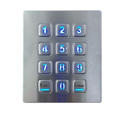 Industrial Keyboard with 12 Keys IP65 3x4 Kiosk Metal USB Keypad Stainless Steel Metallic Waterproof Slim Electric Lock Keypad: CAROL / Brown Switch