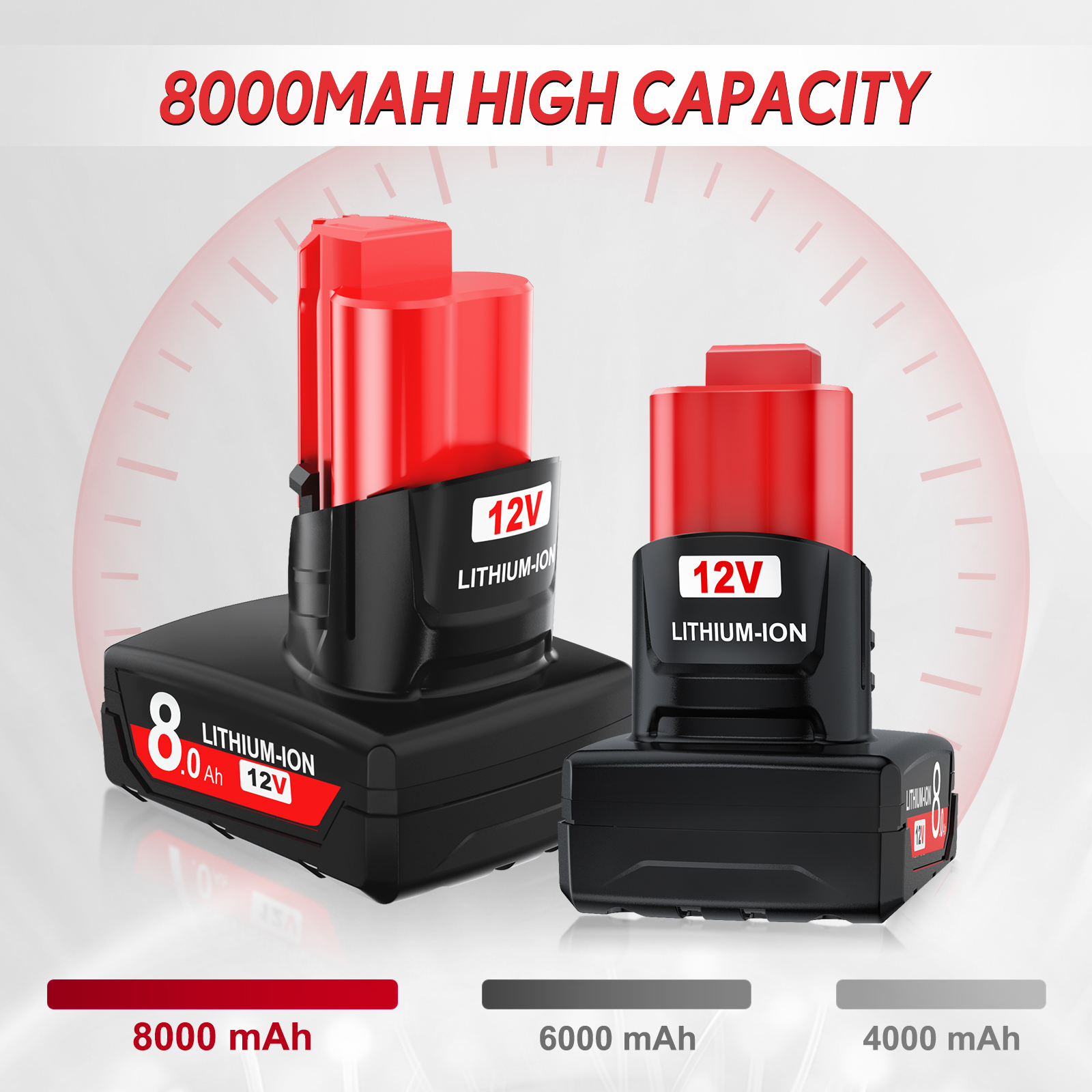 for Milwaukee M12 Battery 12V 7.0AH/8.0AH Replacement Batteries for Milwaukee M12 48-11-2401 48-11-2402 48-11-2411