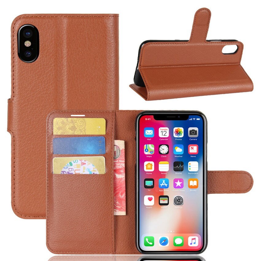 Xiaomi redmi 7a kotelon kansi läppä nahkakotelo xiaomi redmi 7a:lle pystysuora suojus xiaomi redmi 7a: lle korttipidikkeellä: Ruskea