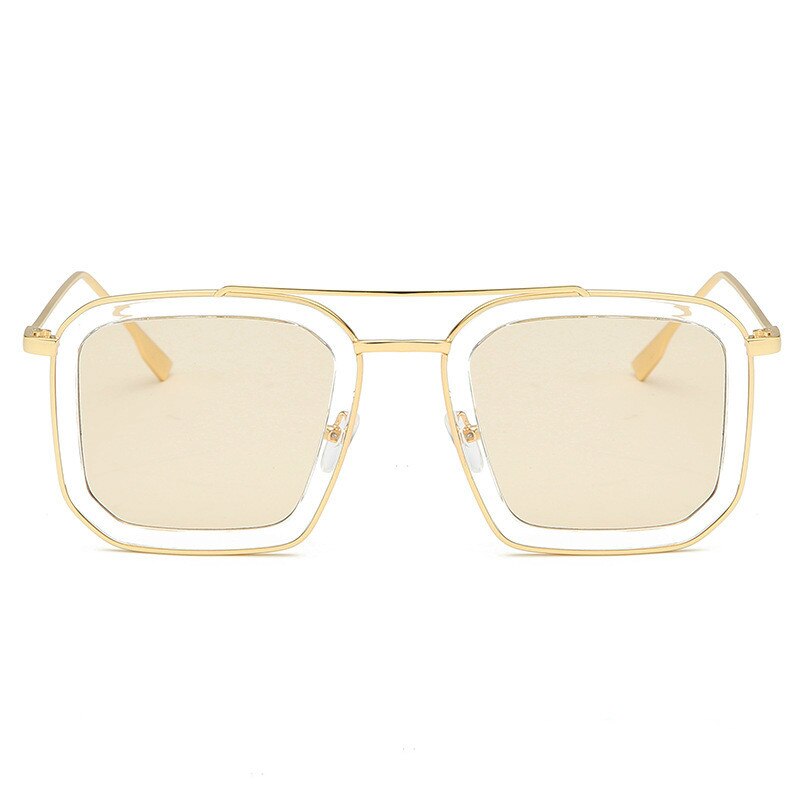 Stijl heren- en dameszonnebrillen vrouw groot montuur onregelmatige zonnebril persoonlijkheid trend straatfotografie zonnebrillen: Oranje