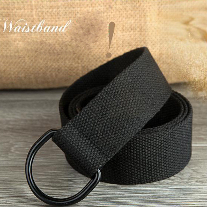 130 Toevallige Unisex Canvas Stof Riem D Ring Gesp Webbing Taille Band