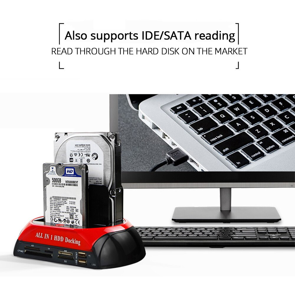 All in 1 Hdd Docking Station eSATA to USB 2.0/3.0 Adapter For 2.5/3.5 Hard Disk Drive Docking Station Hard Enclosure US/UK/EU/AU