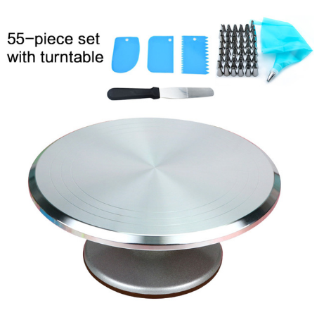 Aluminum alloy 12 inch turntable cake decoration accessory set rotating cake stand tool metal stainless steel pastry cake stand: C