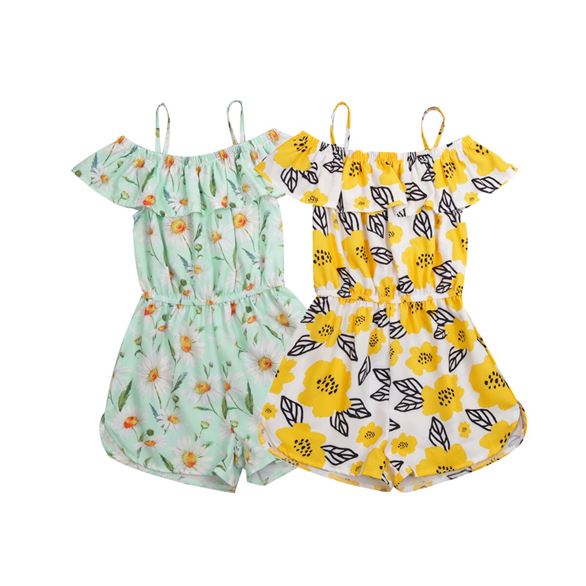 Småbørn børn frisk hofteholder jumpsuit piges blomstermønster i ét stykke korte bukser
