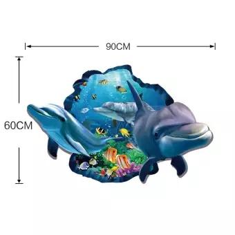Unterwasser Fisch Delphin 3D Lebendige Fenster Zauberstab Aufkleber DIY Badezimmer Wohnzimmer Schlafzimmer Badezimmer Dekoration Poster