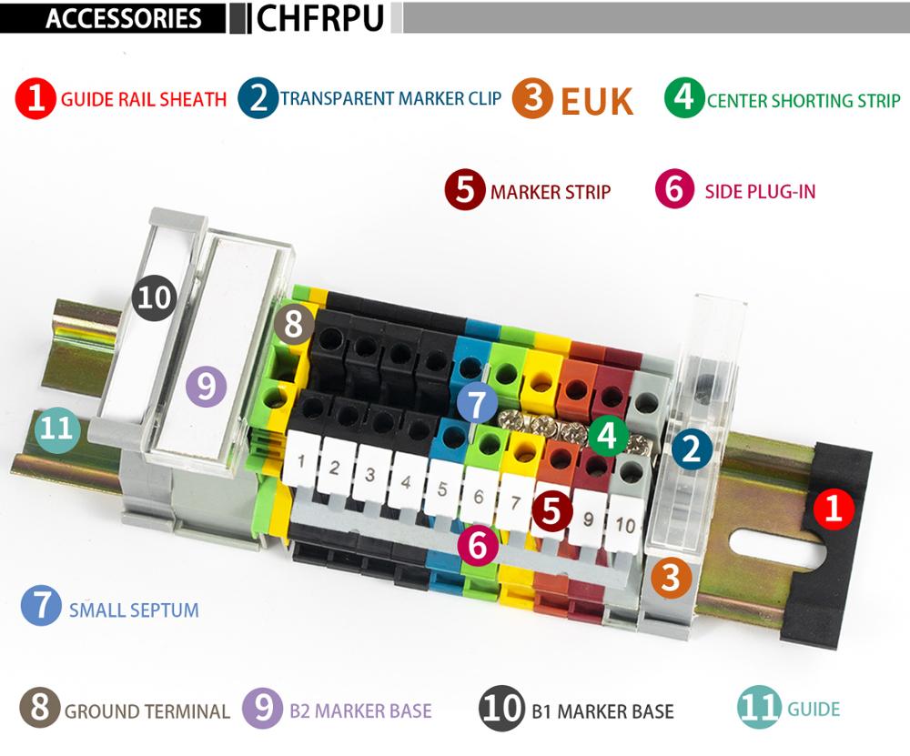 10Pcs Din Rail Terminal Block UK-6N Connductor Universal Class Screw Wire Connector Strips Disassemble assembly