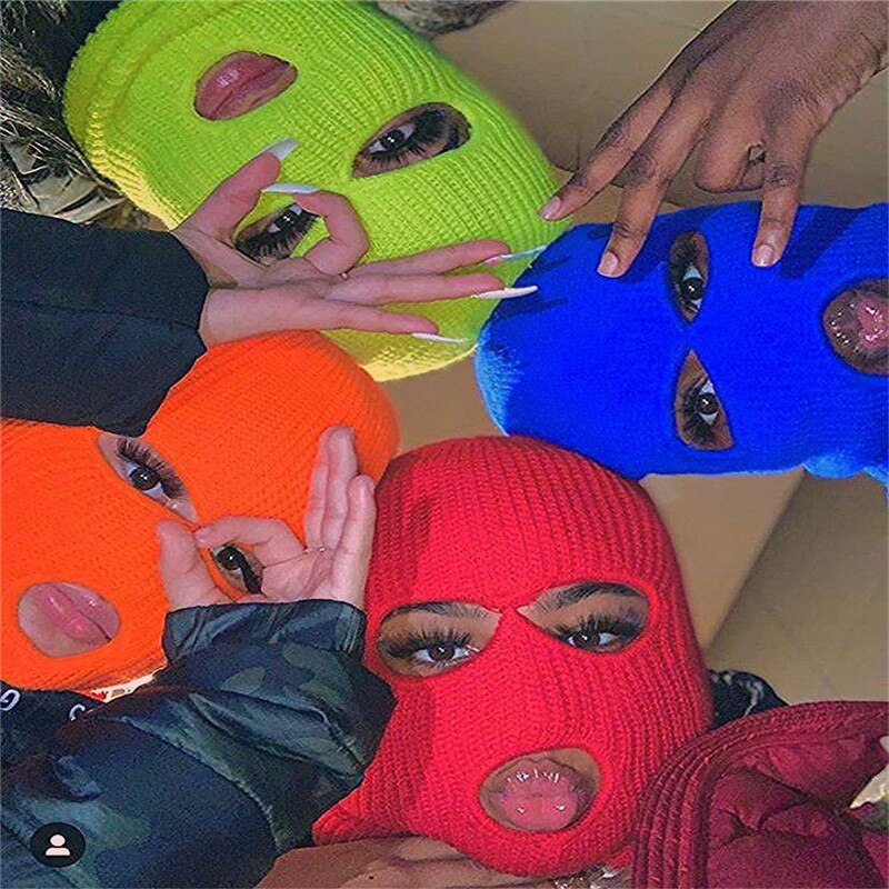 Frauen Ski Maske Männer Winter Warm Skifahren Radfahren 3 Loch Winddicht 3-Loch Gestrickte Sturmhauben Haube Kappe Volle gesicht Maske Im Freien