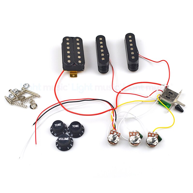 SSS SSH HH Electric Guitar Pickup Wiring Harness Prewired 5-way Switch 2T1V for ST Electric Guitar Black White Guitar Parts