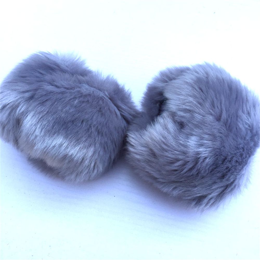 Manchette de poignet en fausse fourrure chaude, pour manteau en laine et vestes, manches longues, chauffe-bras: grey