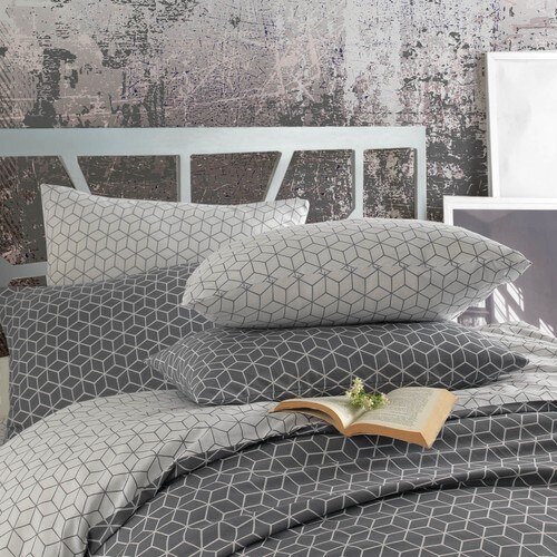 SIRMAK Ranforce Puzzle Gray Double Duvet Cover Set, Fast from Turkey