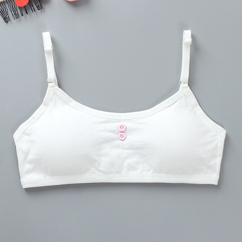 Girl&#39;s Cotton Training Bra Students Detachable Chest Pad Sports Bras Girls Underwear Camisole Girl Tube Top Daily Fitness: White