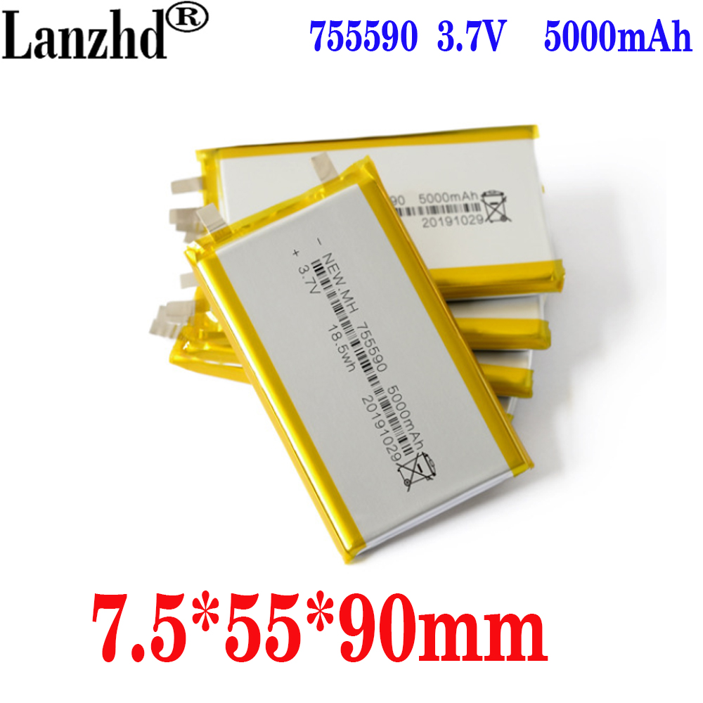 1-10 stücke 3,7 V 5000mAh Lithium-Polymer LiPo Batterie zellen Für Mp3 Power bank PSP handy PAD protable tablet PC 755590
