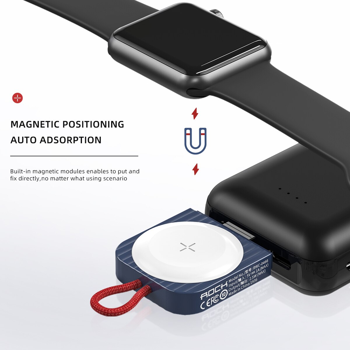 ROCK Wireless Charger for Apple Watch Series 7 6 5 4 3 Portable Magnetic Qi Wireless USB Fast Charging Dock for iWatch SE 2 1