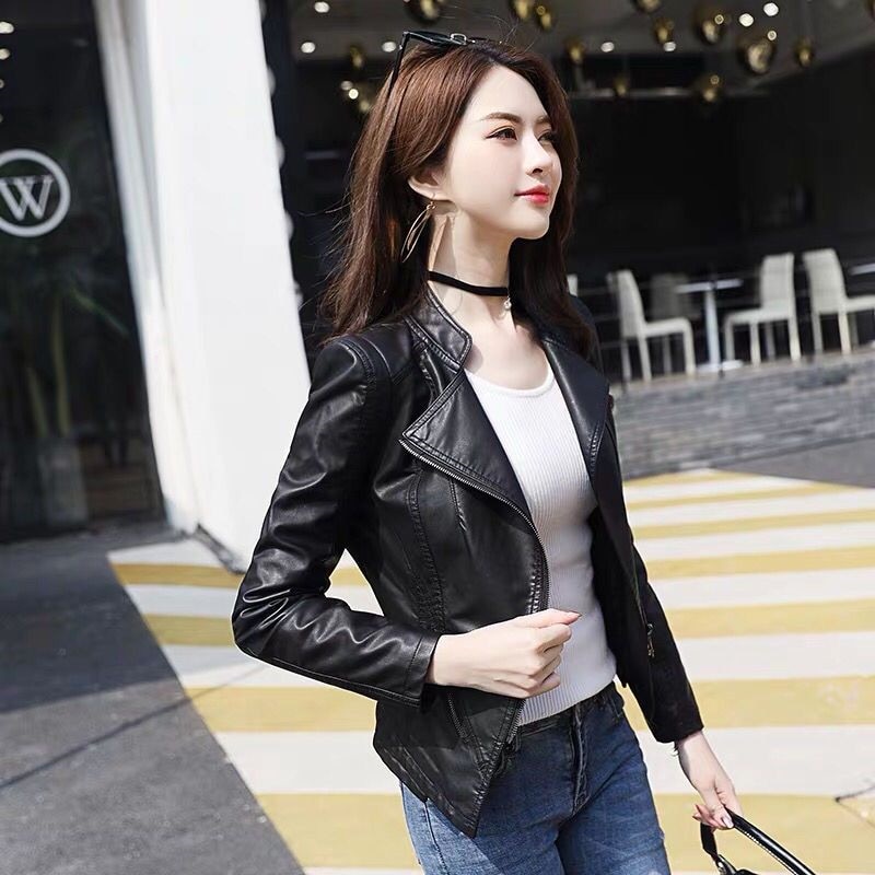 ¡Novedad de ! Chaqueta de piel negra para motocicleta, cremalleras para mujer, abrigo de piel para motorista, chaqueta ajustada de talla grande S-4XL para mujer, ropa de abrigo