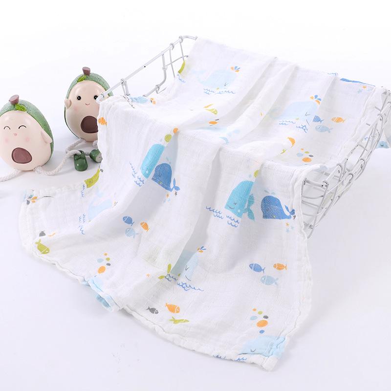 60*60 musselin Bambus Baumwolle Baby Decke Swaddle Weiche Cartoon Animal Print schal Multifunktions Wrap Spucktücher Handtuch zubehör: 03