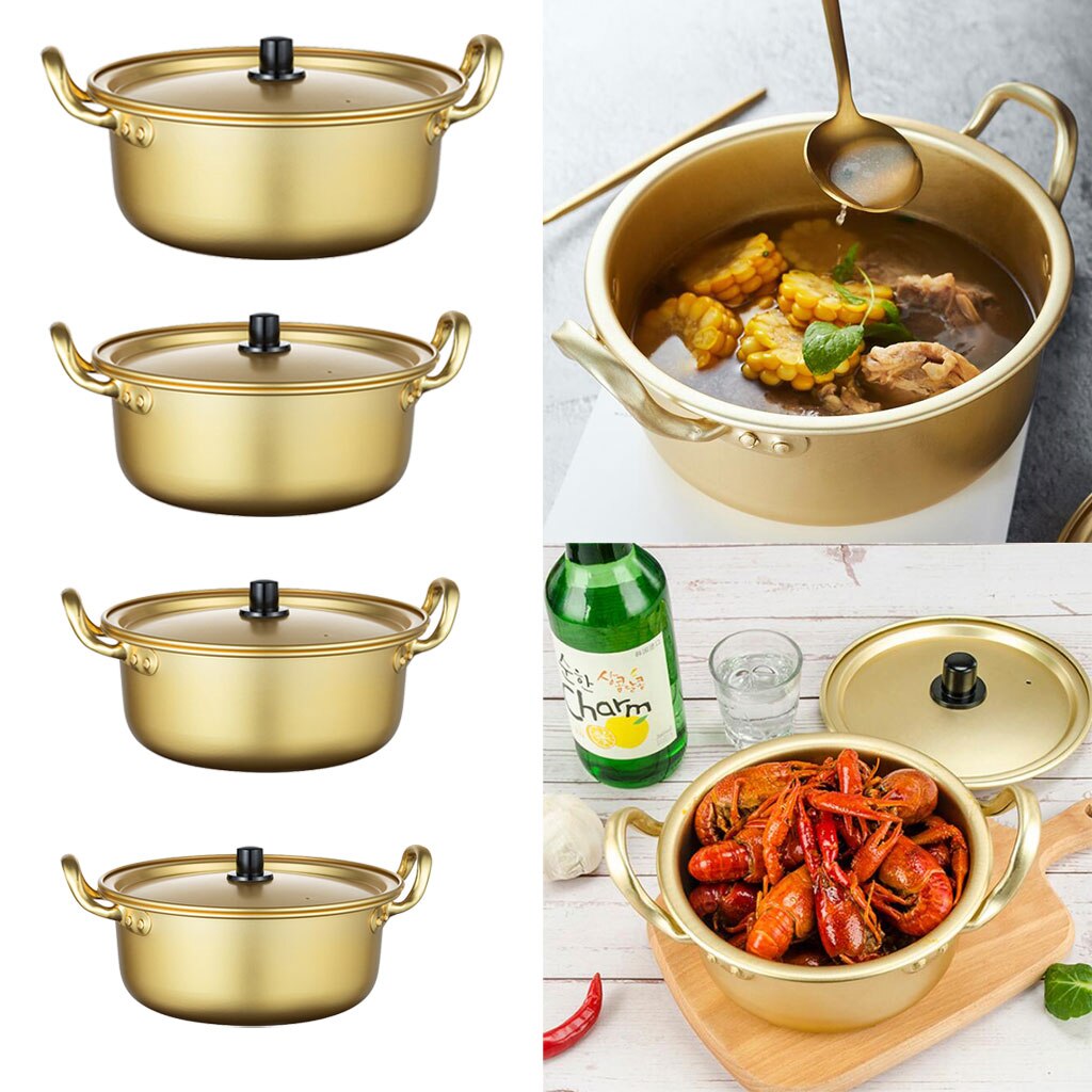 Korea gul aluminium nudelpotte ramen komfur med håndtag kedel til suppe