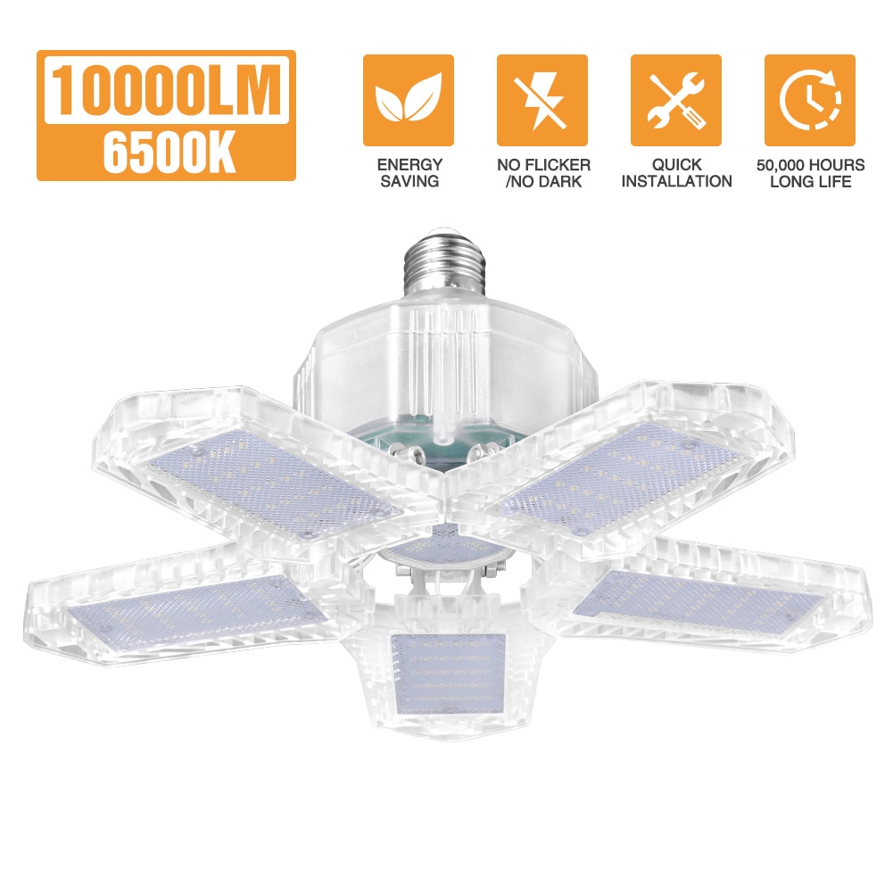 100w LED Garage Light E26 Deformation Ceiling Light 5 Leaf Adjustable Angle Industrial Lamp For Workshop Warehouse 85-265V