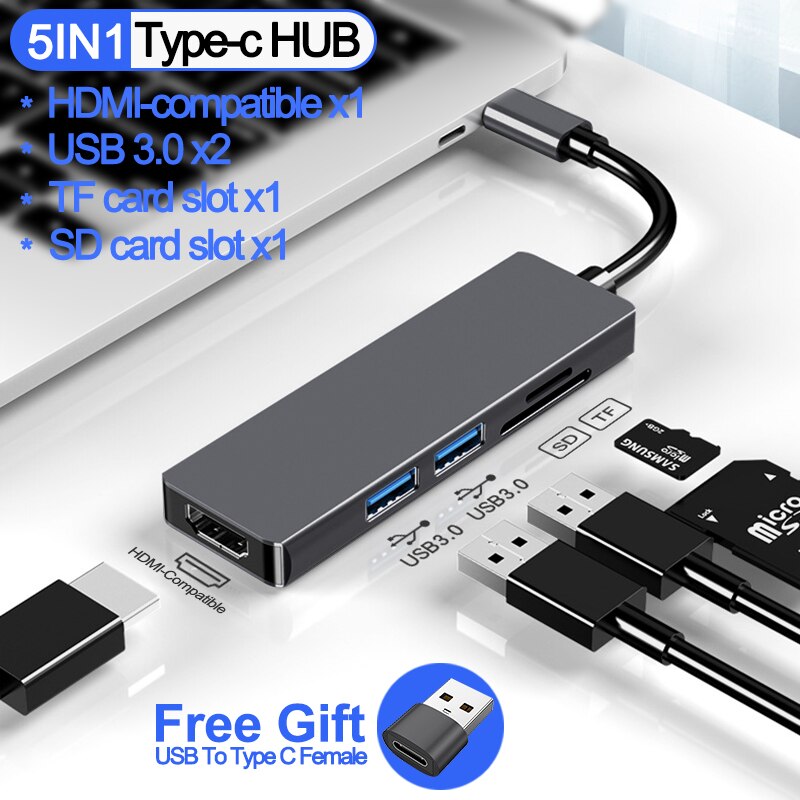 USB C Hub To RJ45 LAN SD TF Reader Slot USB 3.0 PD... – Vicedeal