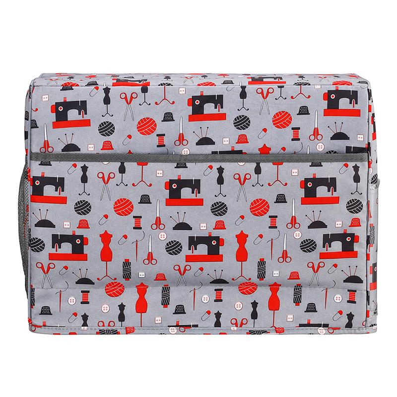 Sewing Machine Cover Cotton Canvas Dust Cover Protector with Pockets for Most Standard Sewing Machines