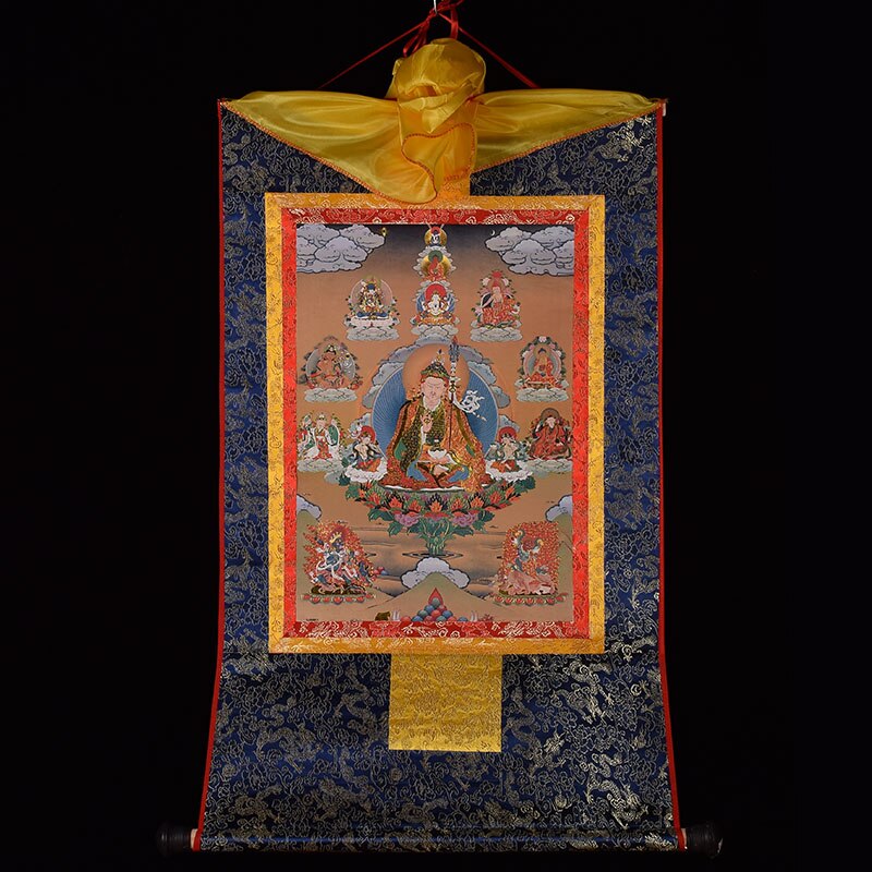 Boeddha Leert Padmasambhava Boeddha Guru Rinpoche Thanga Decoratieve Schilderkunst