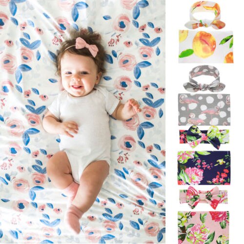 Baby søvn fotografering nyfødte rekvisitter tæppe blomster dyre print klud håndklæder wrap drenge piger hat tilbehør bomuld