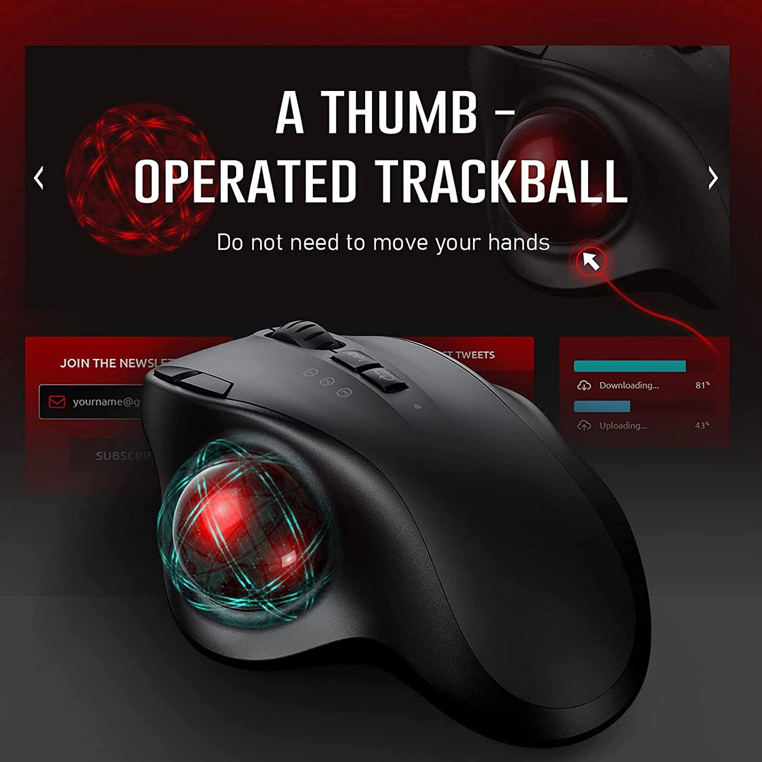 Trackball bezprzewodowa mysz akumulatorowa mysz Bluetooth 2.4G USB ergonomiczne myszy do komputera Android Windows 3 regulowana DPI