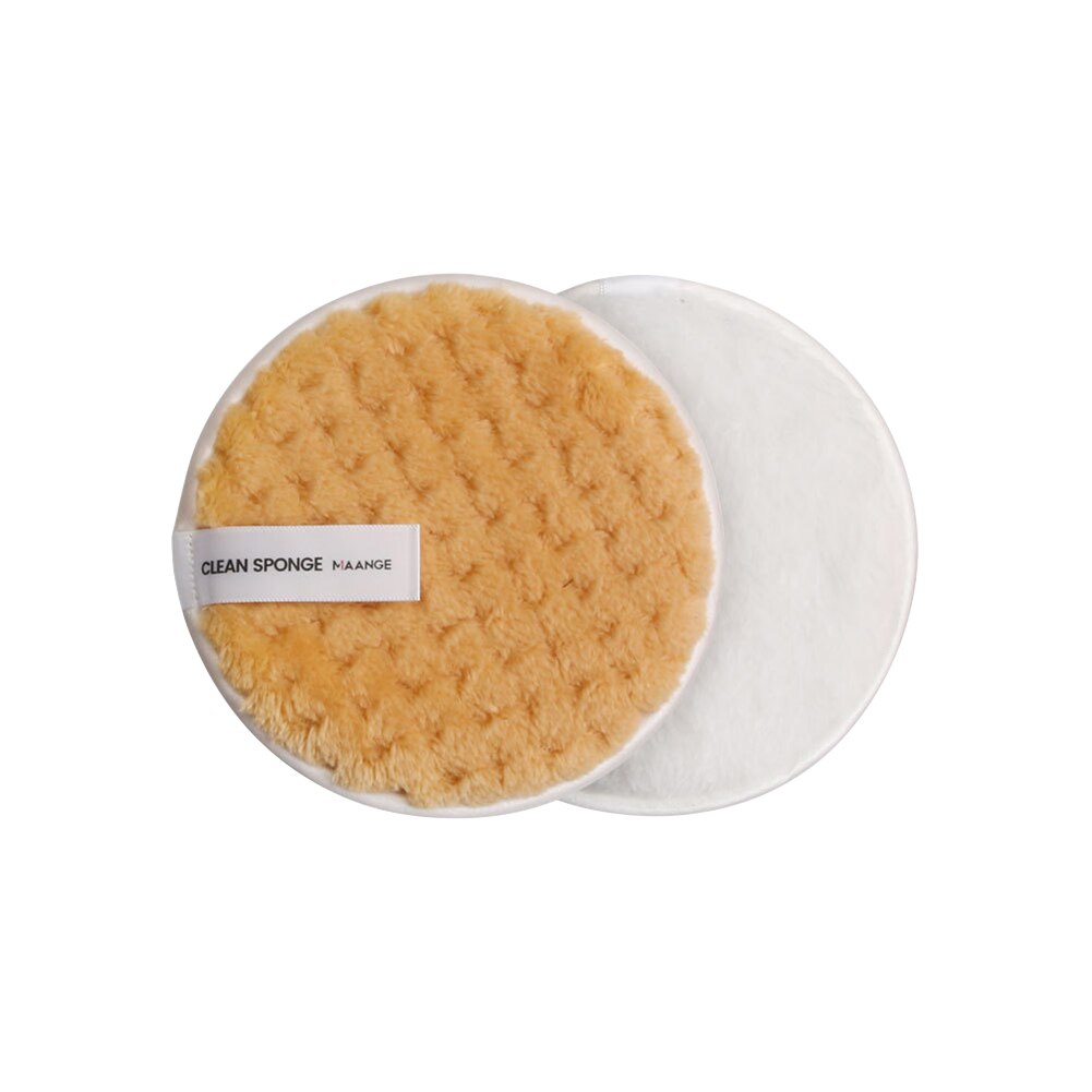 Rund form rengöring puff makeup remover tygkuddar mjuk kosmetisk svamp ansikts makeup bärbar: Gul