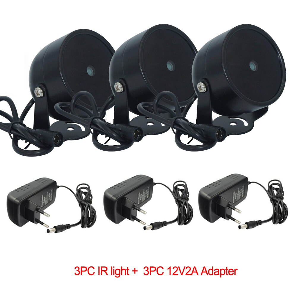 4IR LED High Power Light Infrared Illuminator IR Night Vision For CCTV Security Cameras Fill Lighting Metal Gray Dome Waterproof: Led4-B-12V2A-3pc