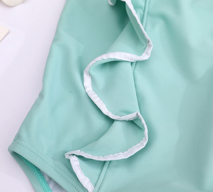 Girls Swimsuit One Piece Swimwear 2-6 Years Girls Summer One Piece Beachwear Green Ruffle Swimsuit Children Swimwear 1096
