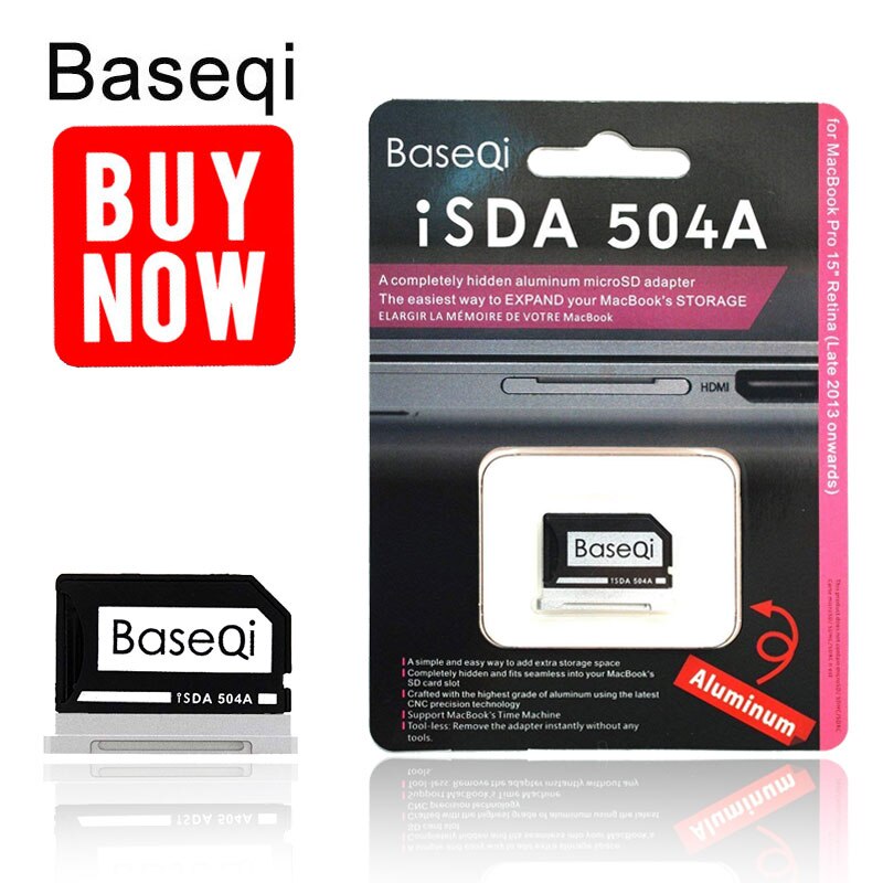 Baseqi Metal Card Reader microSD Adapter For MacBook Pro 15&quot; Retina (Late onwards) 504A TF Memory Card Reader