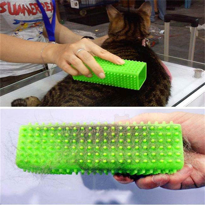 Dissolvant de cheveux en caoutchouc pour chien chat | Brosse creuse pour meubles et canapé: Green