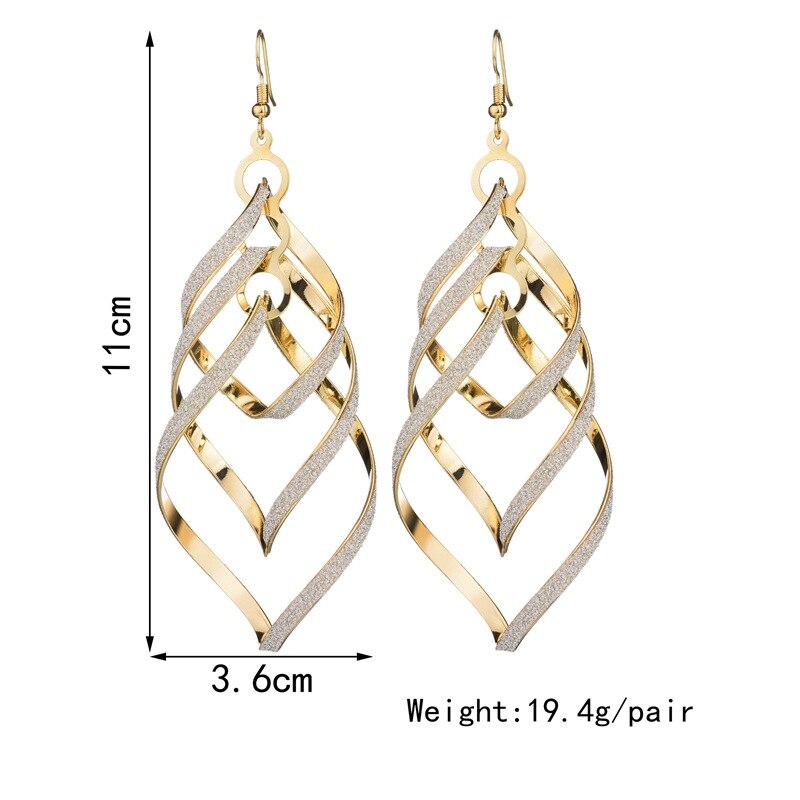 Punk Persoonlijkheid Spiraal Dangle Oorbellen Voor Vrouwen Goud Kleur Geometrische Mode Metaallegering Lange Opknoping Oor Sieraden