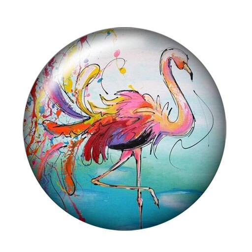 DB0570 Flamingo Vögel trendy 18mm snap tasten 10 stücke mischte runde foto glas cabochon stil für druckknopf schmuck: DB0570-F