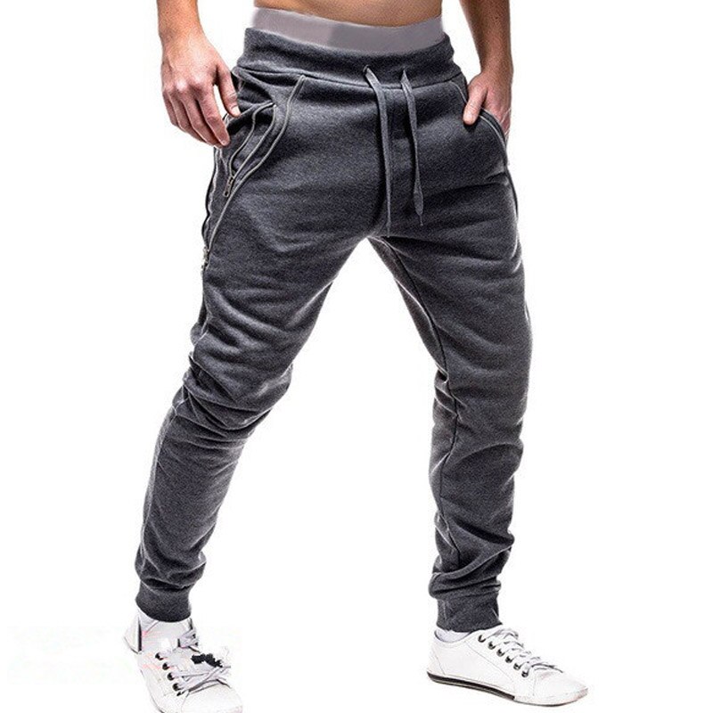Joggingbukser mænd lynlåslommer solide casual midwaist bukser mænd fuld længde joggerbukser mænd streetwear pantalon homme